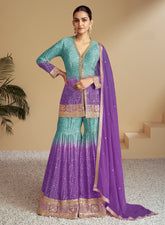 Nakshatra Purple Party Wear Garara Suit