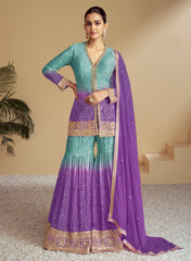 Nakshatra Purple Party Wear Garara Suit