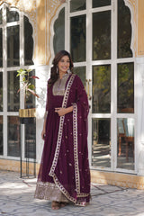 Nakshatra Wine Party Wear Gown