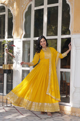 Nakshatra Yellow Party Wear Gown