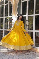 Nakshatra Yellow Party Wear Gown