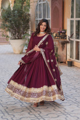 Nakshatra Wine Party Wear Gown
