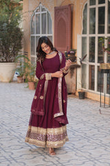 Nakshatra Wine Party Wear Gown