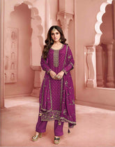 Nakshatra Purple Dola Silk Embroidered Suit