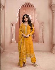 Nakshatra Yellow Dola Silk Embroidered Suit