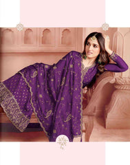 Nakshatra Lavender Dola Silk Embroidered Suit