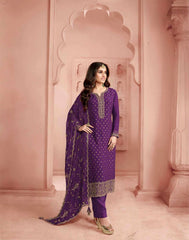 Nakshatra Lavender Dola Silk Embroidered Suit