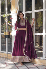Nakshatra Wine Party Wear Gown