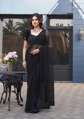 Nakshtra Black Party Wear Designer Saree