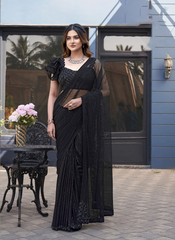 Nakshtra Black Party Wear Designer Saree