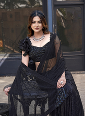 Nakshtra Black Party Wear Designer Saree