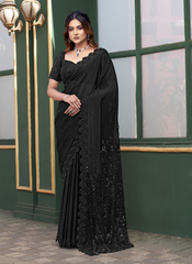 Nakshtra Black Party Wear Designer Saree