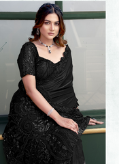 Nakshtra Black Party Wear Designer Saree