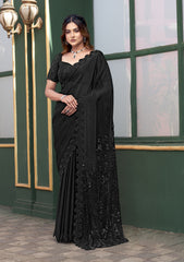 Nakshtra Black Party Wear Designer Saree