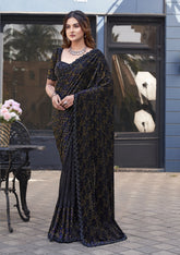 Nakshtra Black Party Wear Designer Saree