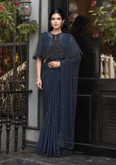 Nakshtra Navy Blue Party Wear Designer Saree