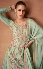 Nakshatra Pista Green Heavy Embroided Festive Wear