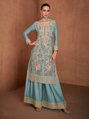 Nakshatra Sky Blue Heavy Embroided Festive Wear