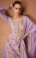 Nakshatra Purple Heavy Embroided Festive Wear