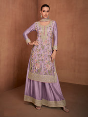 Nakshatra Purple Heavy Embroided Festive Wear