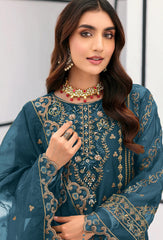 Nakshatra Teal Blue Embroidered Suit