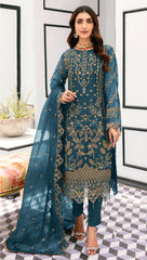 Nakshatra Teal Blue Embroidered Suit