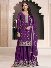 Nakshatra Purple Chinon Sharara Suit