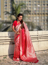 Nakshatra Red Silver Zari Silk Saree