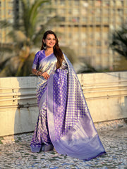 Nakshatra Lavender Silver Zari Silk Saree