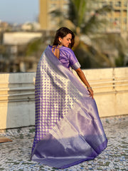 Nakshatra Lavender Silver Zari Silk Saree