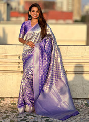 Nakshatra Lavender Silver Zari Silk Saree