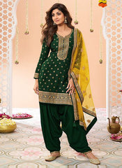 Nakshatra Shilpa Shetty Green Silk Suit