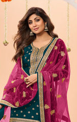 Nakshatra Shilpa Shetty Blue Silk Suit