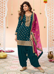 Nakshatra Shilpa Shetty Blue Silk Suit