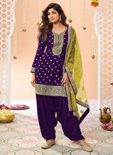 Nakshatra Shilpa Shetty Purple Silk Suit