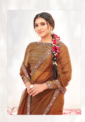 Nakshatra Rust Shimmer Silk Saree