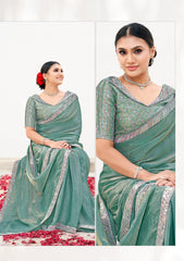 Nakshatra Sea Green Shimmer Silk Saree