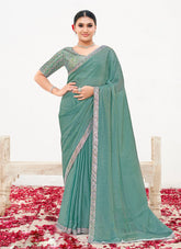 Nakshatra Sea Green Shimmer Silk Saree