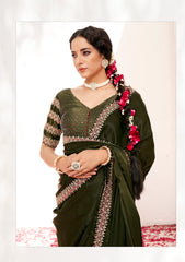 Nakshatra Green Shimmer Silk Saree
