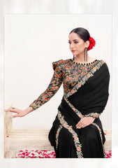 Nakshatra Black Shimmer Silk Saree
