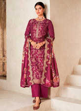 Nakshatra Wine Dola Silk Suit