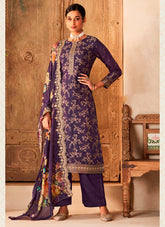 Nakshatra Purple Dola Silk Suit