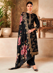 Nakshatra Black Dola Silk Suit