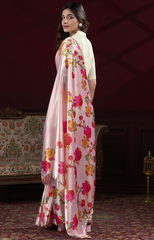 Nakshatra Peach Digital Printed Satin Silk Saree