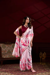 Nakshatra Pink Digital Printed Satin Silk Saree