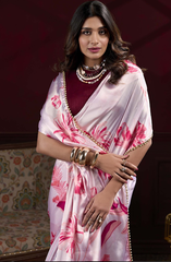 Nakshatra Pink Digital Printed Satin Silk Saree