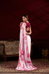 Nakshatra Pink Digital Printed Satin Silk Saree