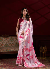 Nakshatra Pink Digital Printed Satin Silk Saree