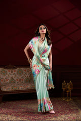 Nakshatra Sky Blue Digital Printed Satin Silk Saree