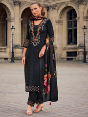 Nakshatra Black Readymade Silk Suit